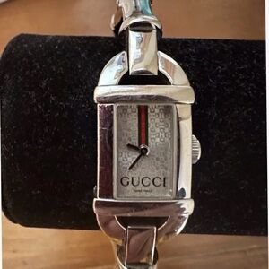VTG GUCCI 6800L Silver Bamboo Bangle Watch | Works | Extra Link | Gently Loved